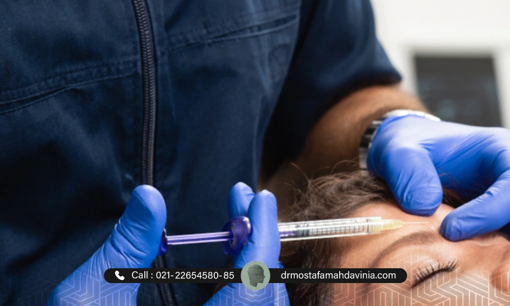 تزریق بوتاکس پیشانی برای خانم در حالت خوابیده