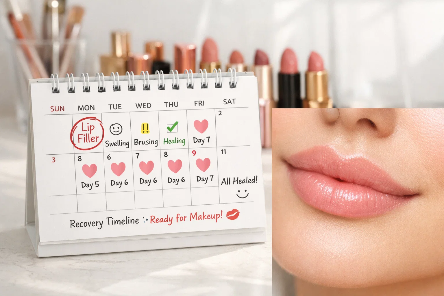 چند روز بعد از تزریق ژل لب میشه رژ زد؟