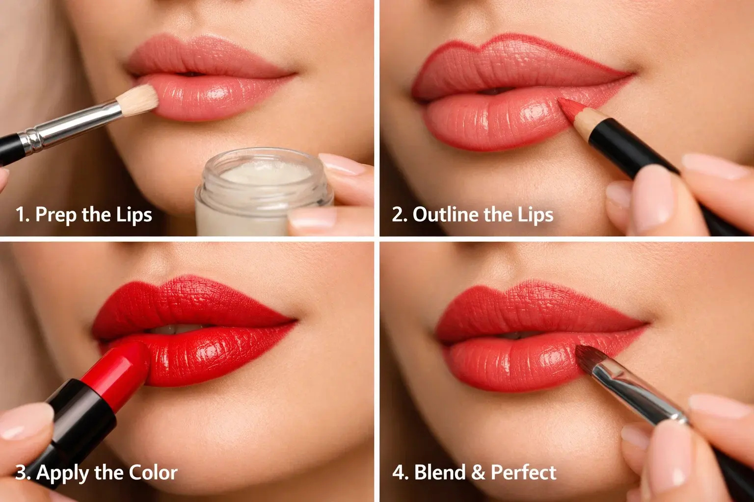 مراحل استفاده از رژ لب