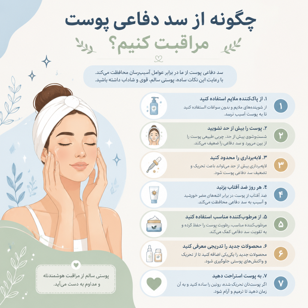 سد دفاعی پوست - اینفوگرافی این که از سد دفاعی پوست چه طور مراقبت کنیم